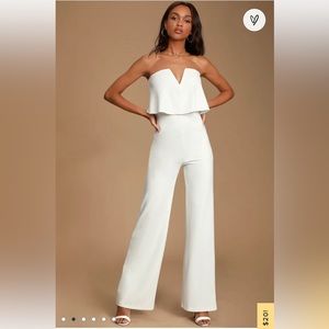 Lulus Power of Love White Strapless Jumpsuit Size Small